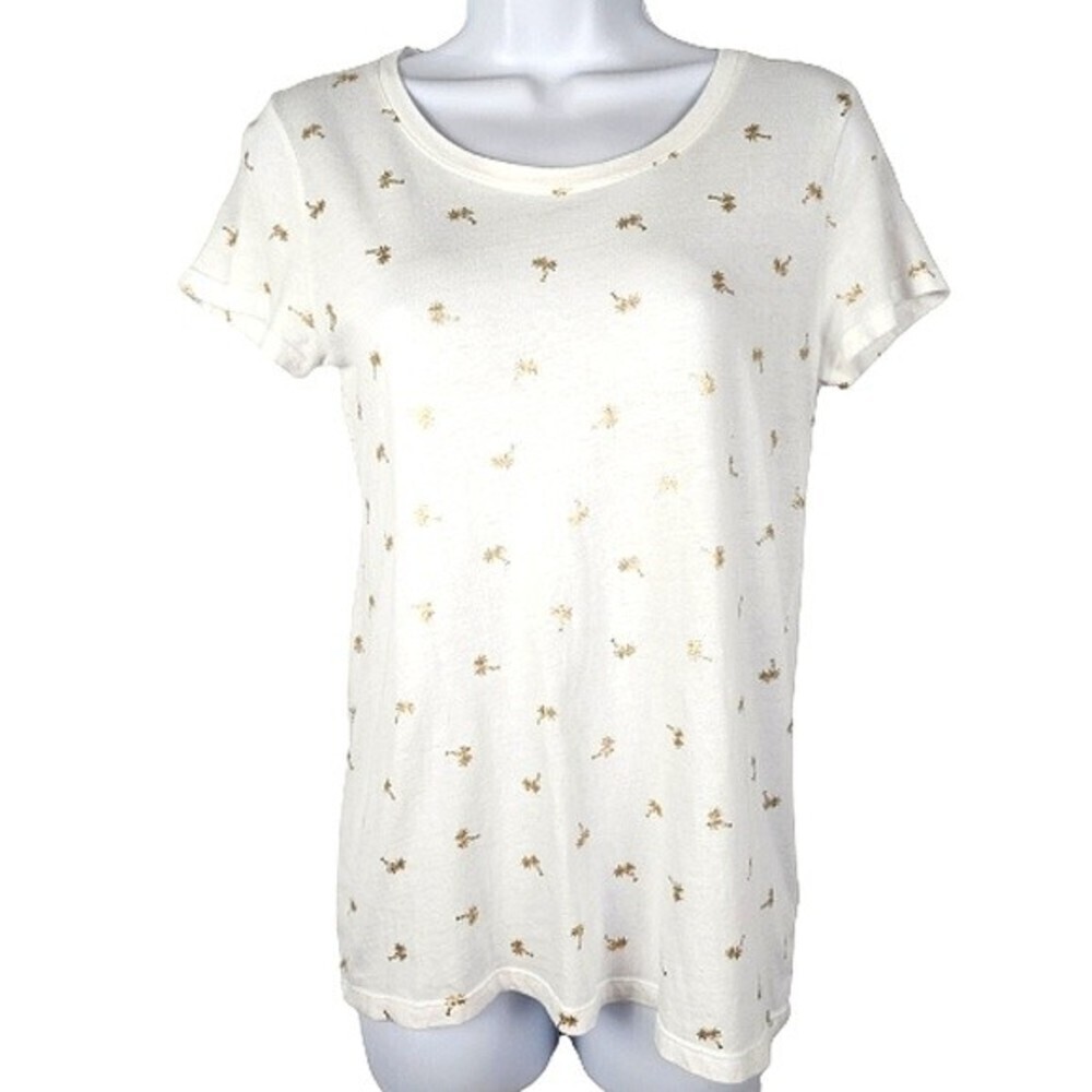 Gap Womens Favorite Crew Neck T-Shirt  Tropical Metallic Palm Tree Print Small